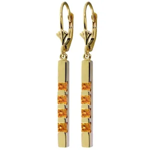 0.7 Carat 14K Solid Yellow Gold Leverback Earringsbar Natural Citrine