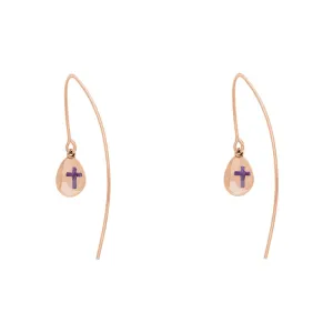 18ct Rose Gold Blue John Cross Disc Drop Earrings