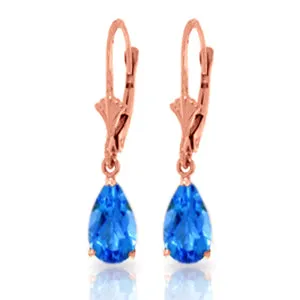 3.77 Carat 14K Solid Yellow Gold Extravaganza Blue Topaz Earrings