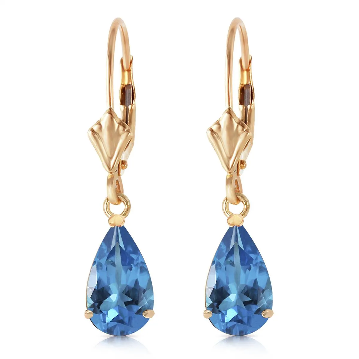 3.77 Carat 14K Solid Yellow Gold Extravaganza Blue Topaz Earrings