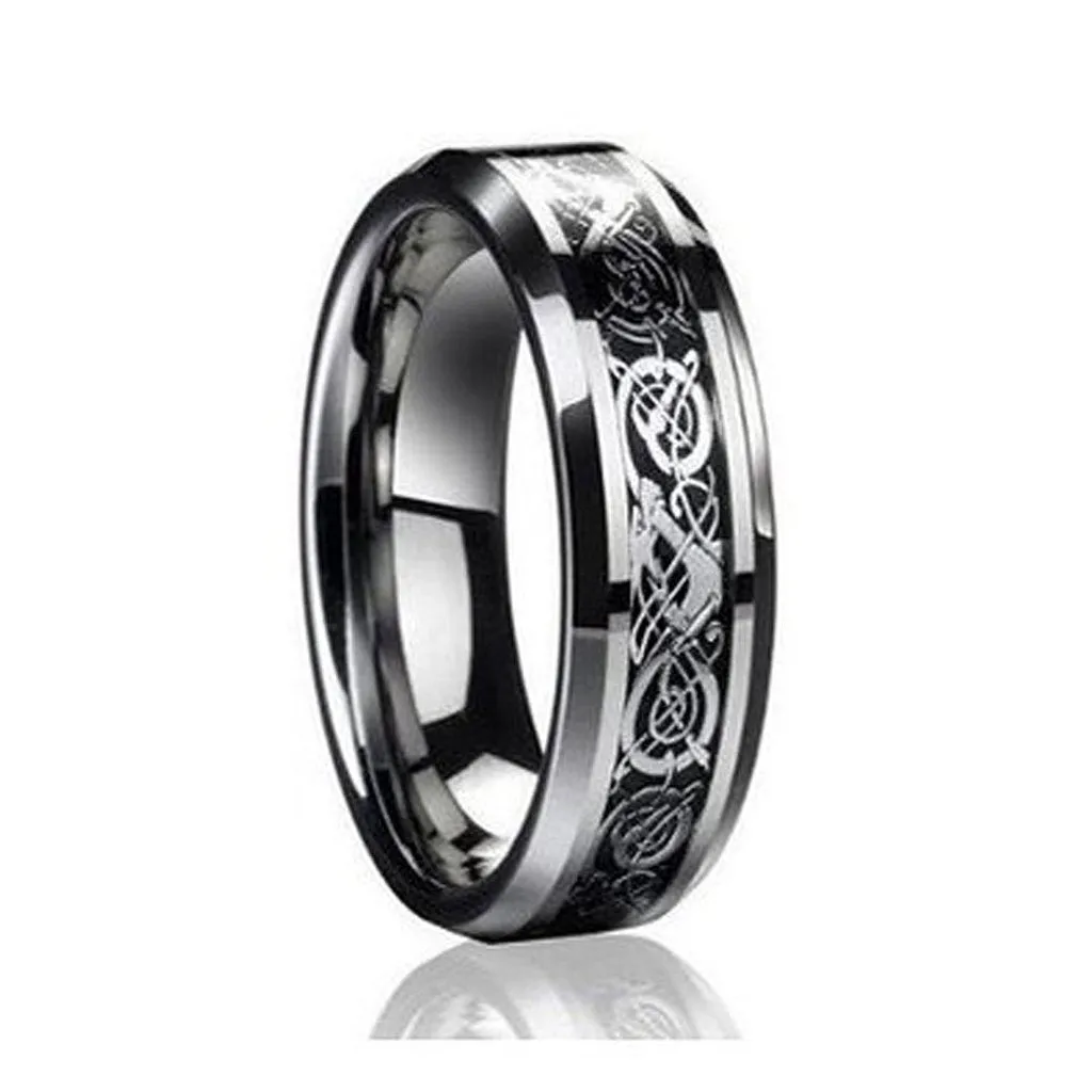 6MM Dragon Design Tungsten Carbide Wedding and engagement Bridal Band Ring Sets