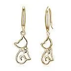 925 Sterling Silver Cat Drop Earrings