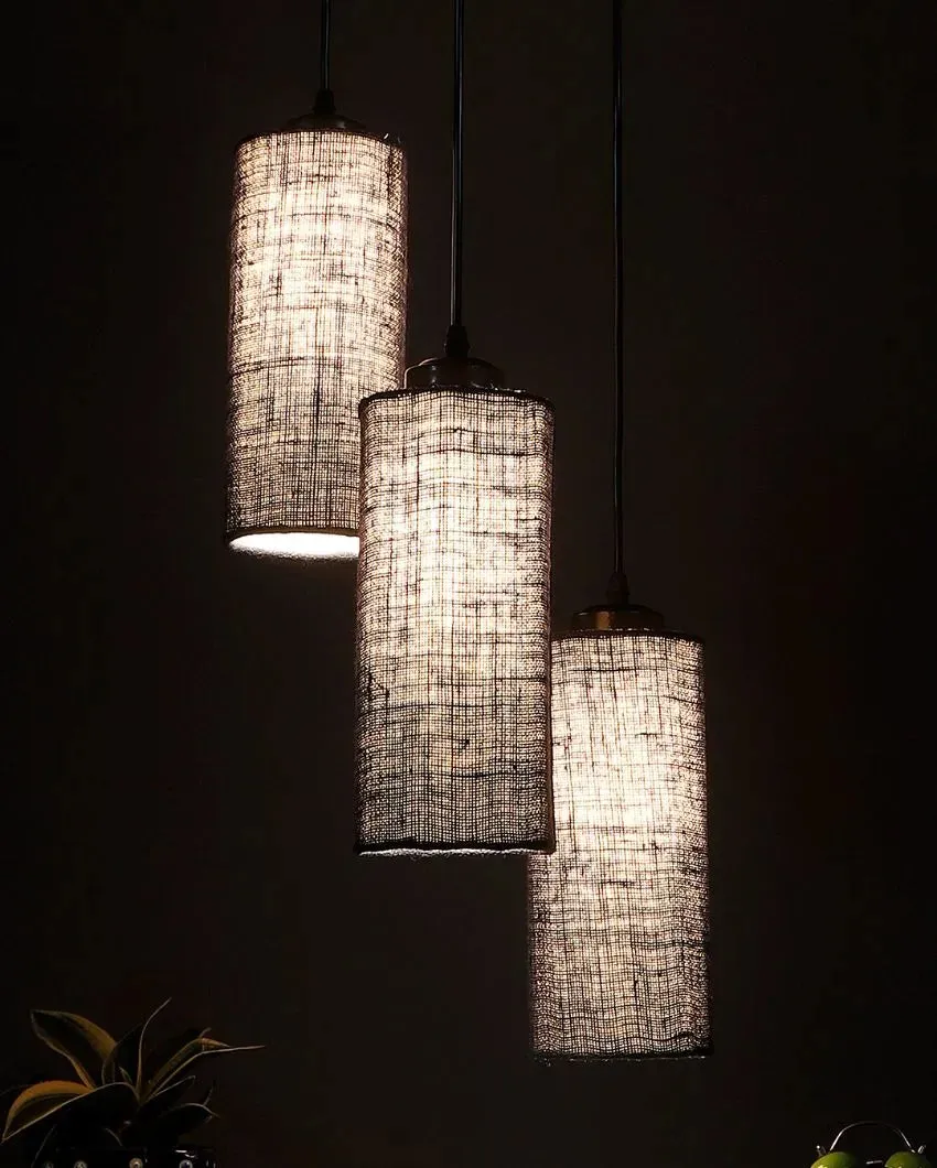 Alberio Jute Cylindrical Cluster Hanging Lamp