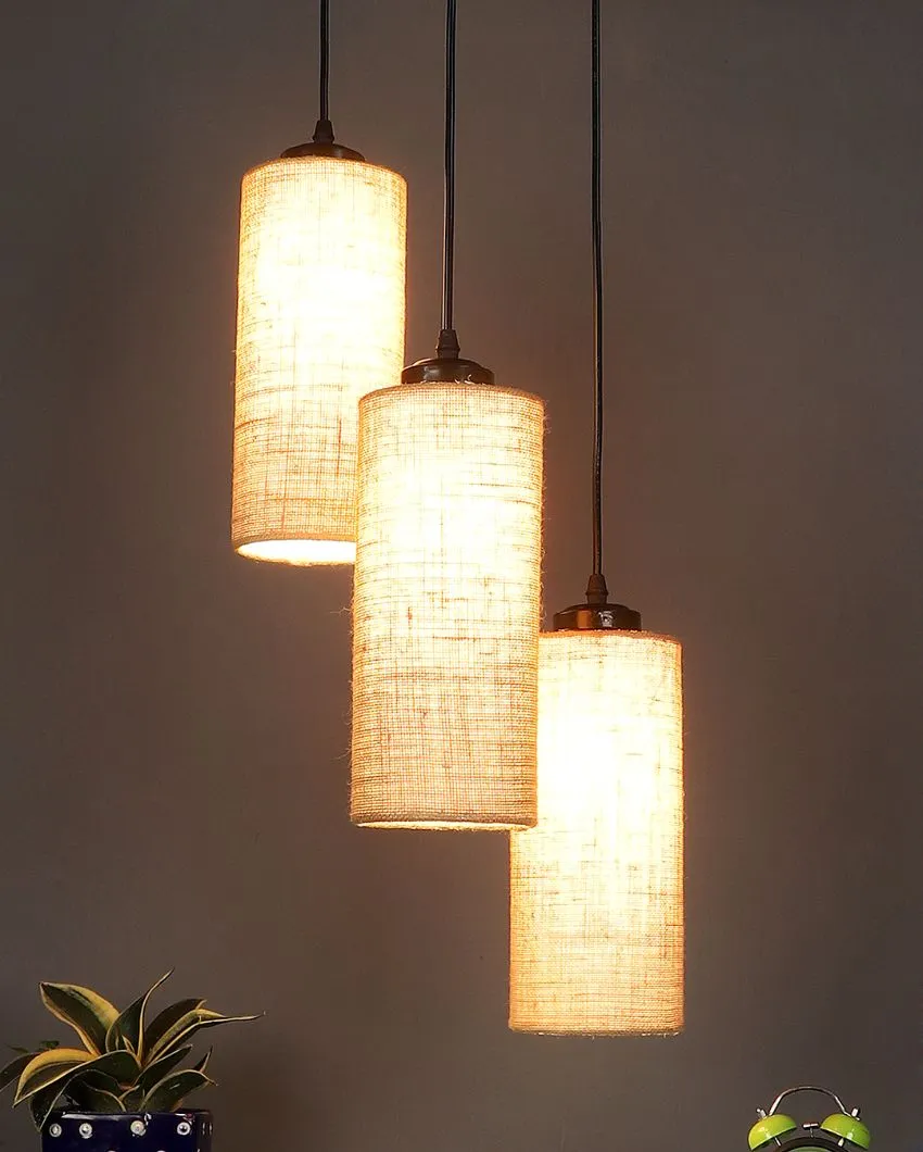 Alberio Jute Cylindrical Cluster Hanging Lamp