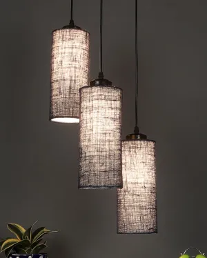 Alberio Jute Cylindrical Cluster Hanging Lamp