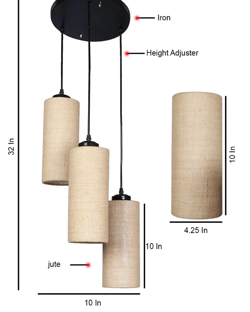 Alberio Jute Cylindrical Cluster Hanging Lamp