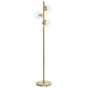 Amalfi Amilla Floor Lamp Brushed Gold & Clear 36x28x148cm