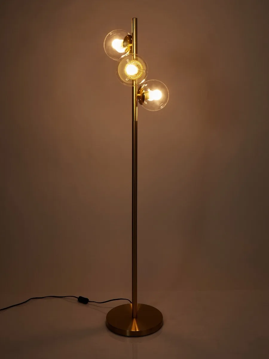 Amalfi Amilla Floor Lamp Brushed Gold & Clear 36x28x148cm