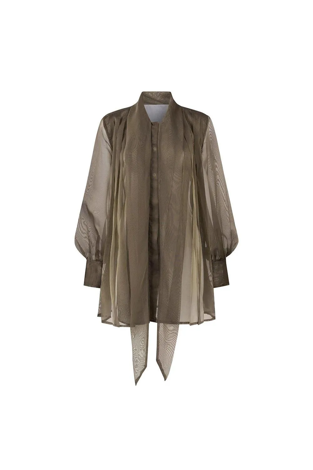 Breeze Pleated Cuff Sleeved Organza Shirt