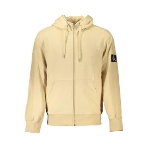 Calvin Klein Elegant Beige Zip Hooded Sweatshirt