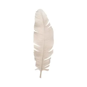 Coastal Style White Polyresin Feather Object