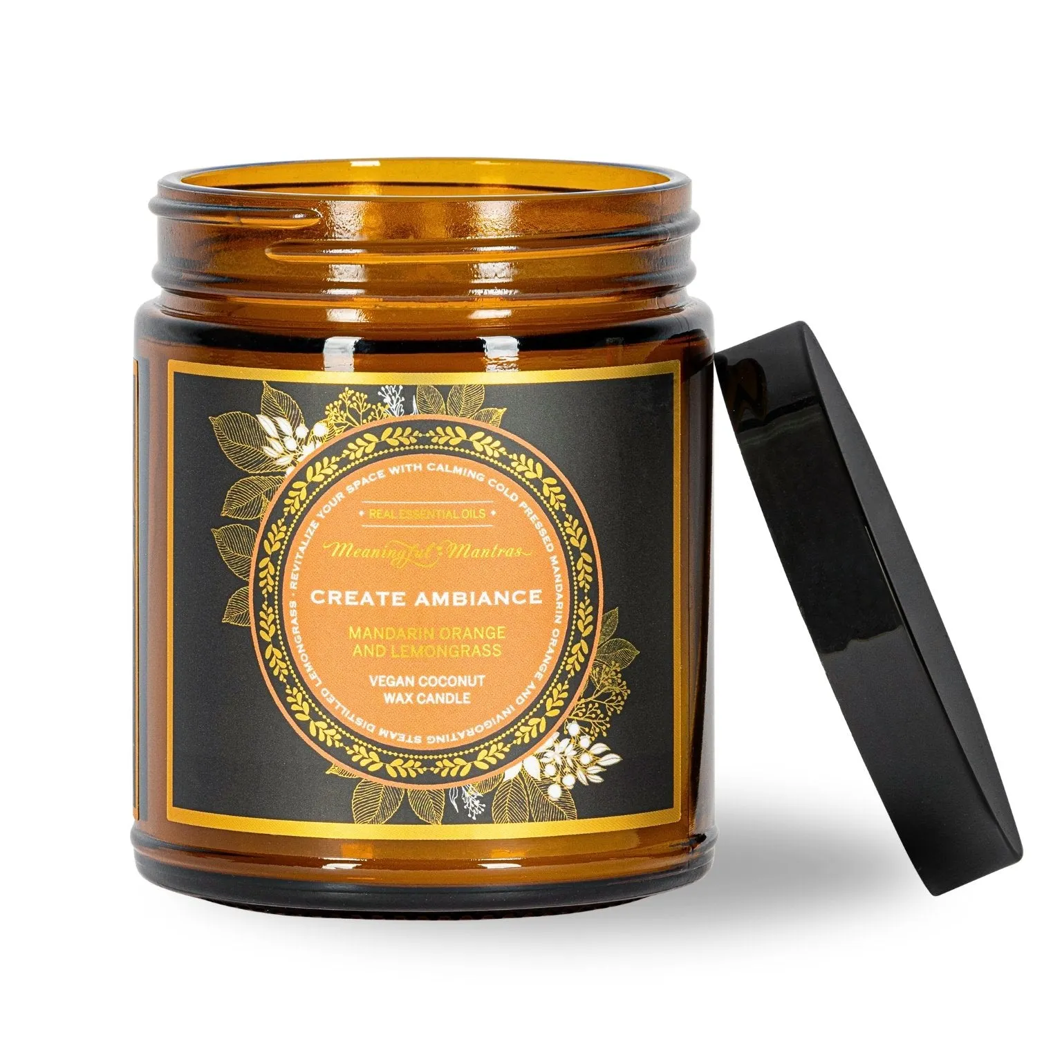 Luxurious Ambiance Mandarin Orange & Lemongrass Scented Candle for Home Relaxation