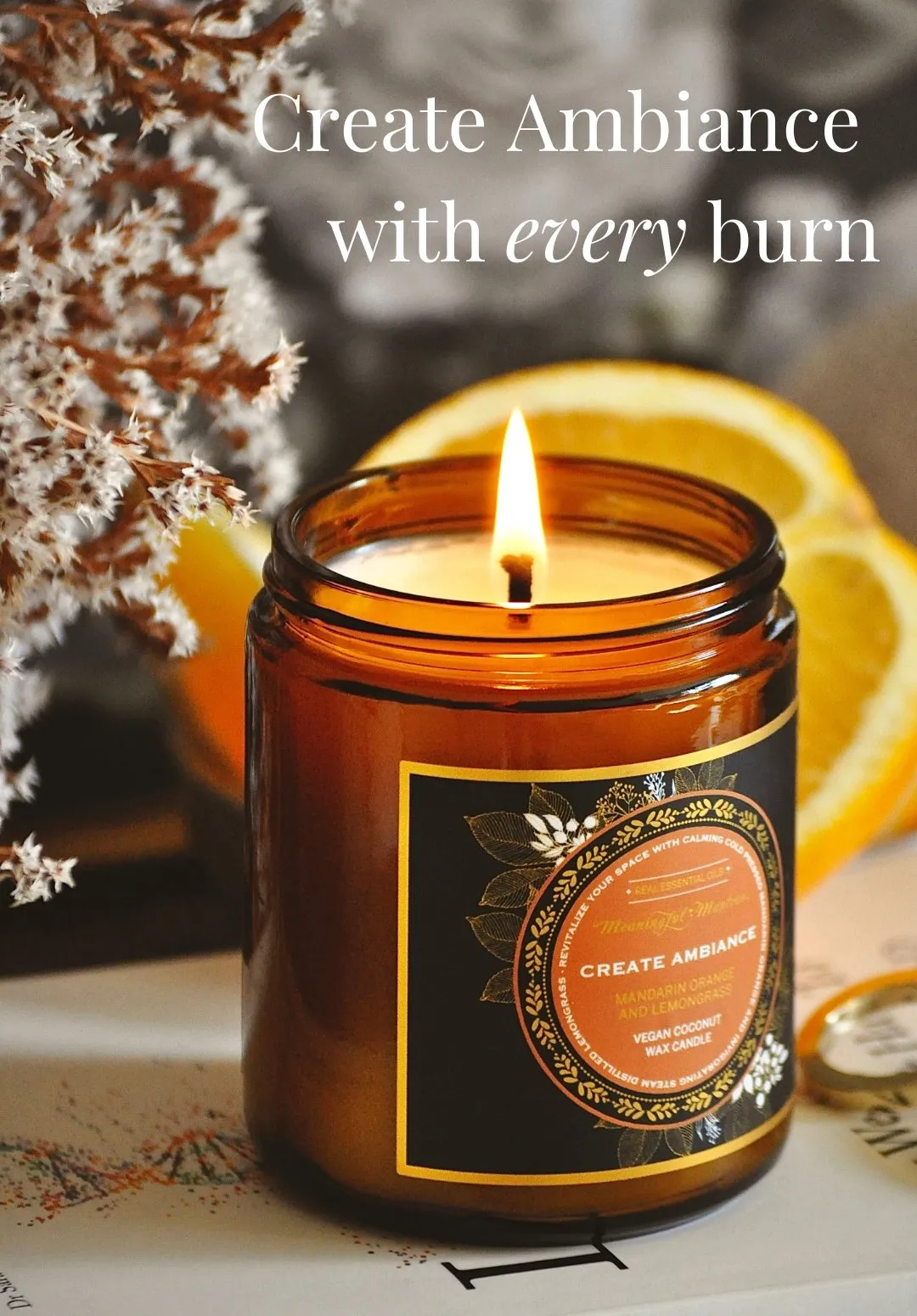 Luxurious Ambiance Mandarin Orange & Lemongrass Scented Candle for Home Relaxation