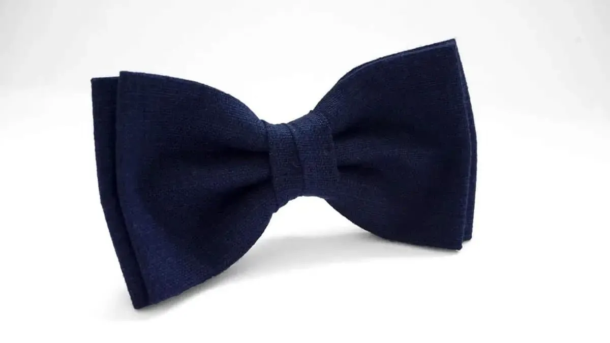 Dark Blue Linen Bow Tie - Stylish for Men, Boys, and Babies at Weddings