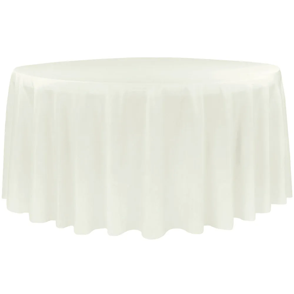 Economy Polyester Tablecloth 132" Round - Ivory