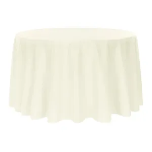 Economy Polyester Tablecloth 132" Round - Light Ivory/Off White