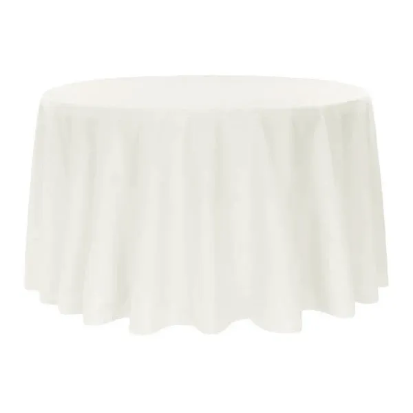 Economy Polyester Tablecloth 132" Round - Off White