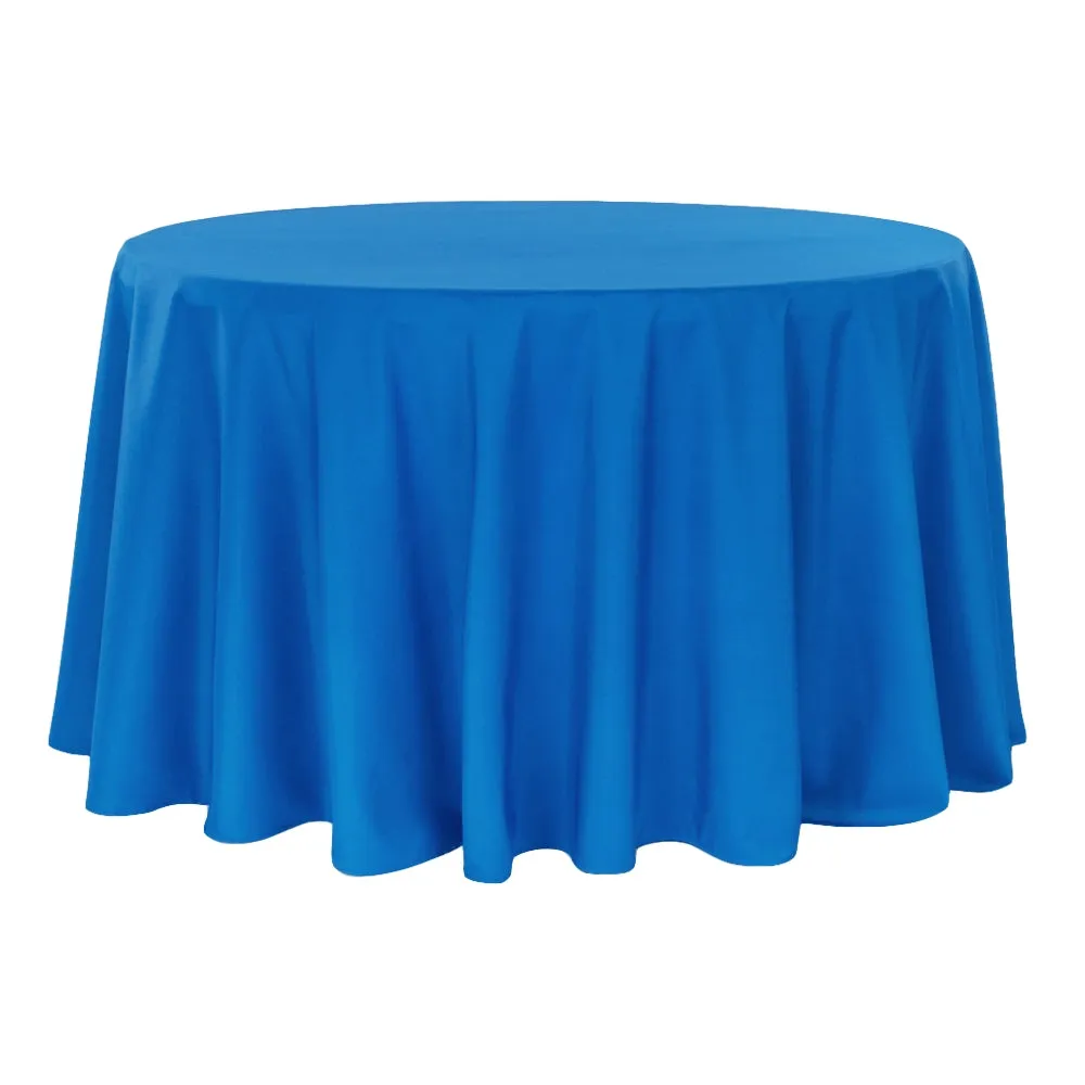 Economy Polyester Tablecloth 132" Round - Royal Blue