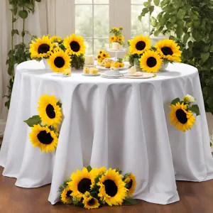 Economy Polyester Tablecloth 132" Round - White