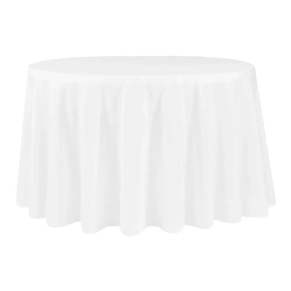 Economy Polyester Tablecloth 132" Round - White