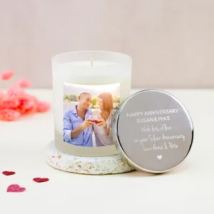 Engraved Wedding Anniversary Candle with Photo