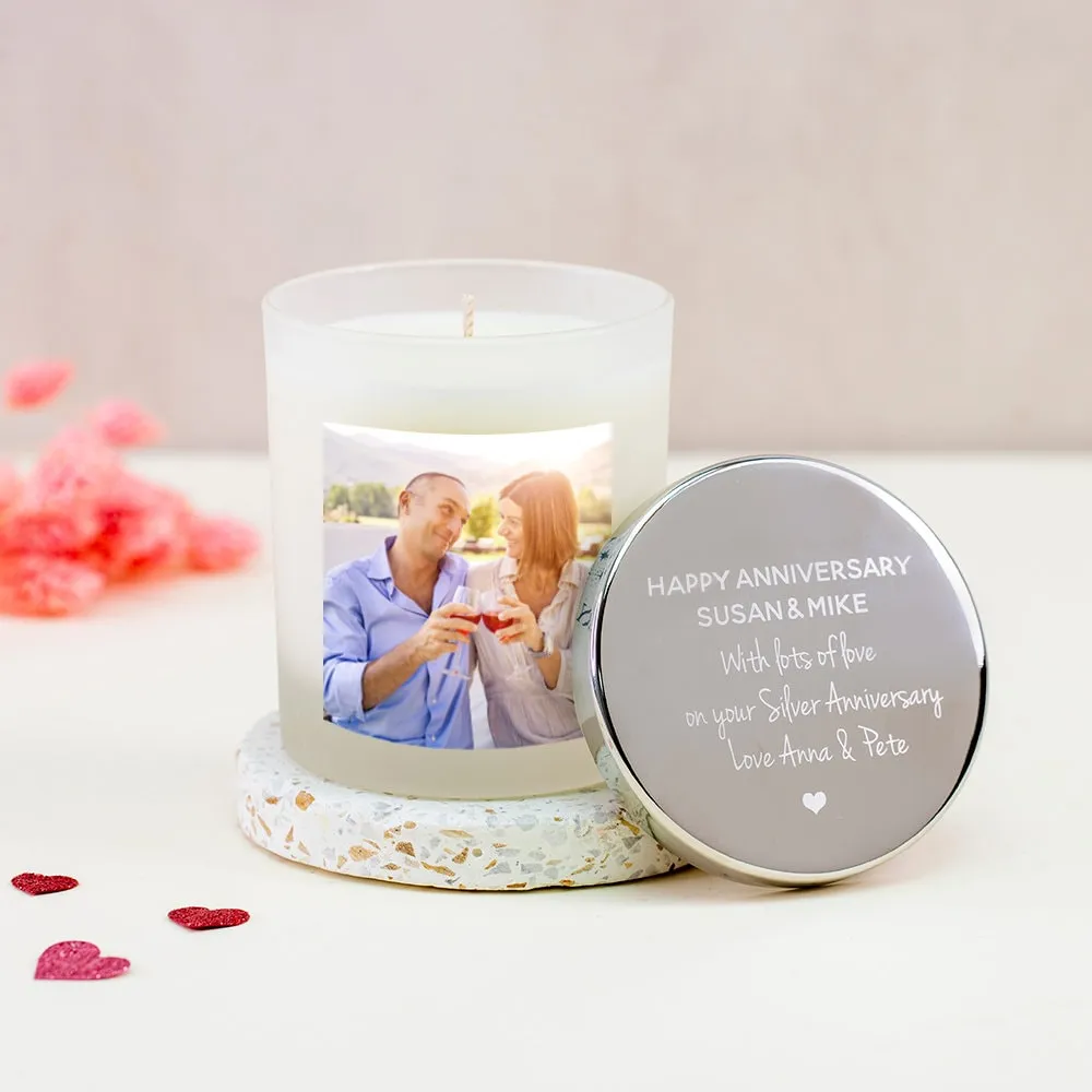 Engraved Wedding Anniversary Candle with Photo