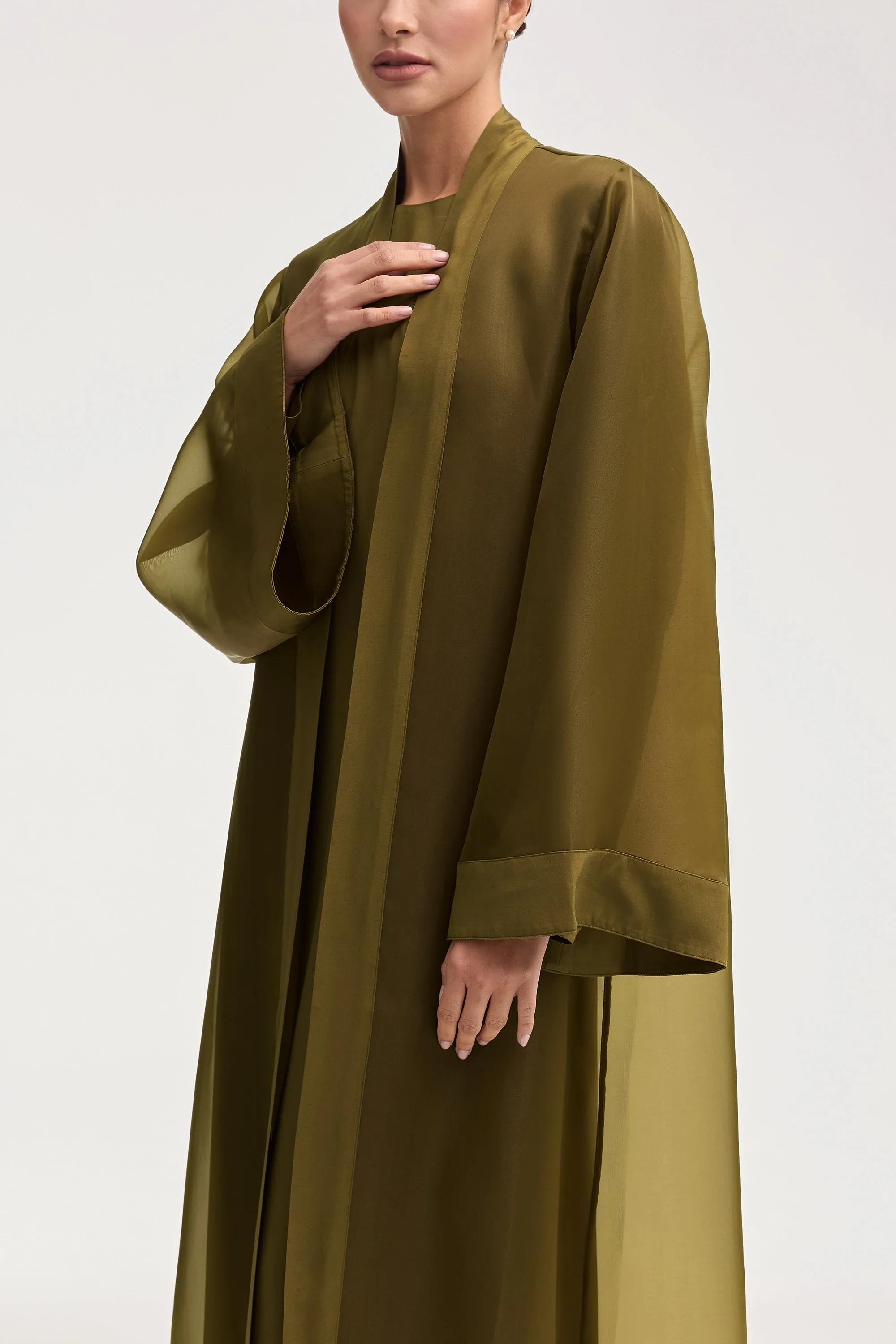 Estee Viscose Open Abaya - Olive Night