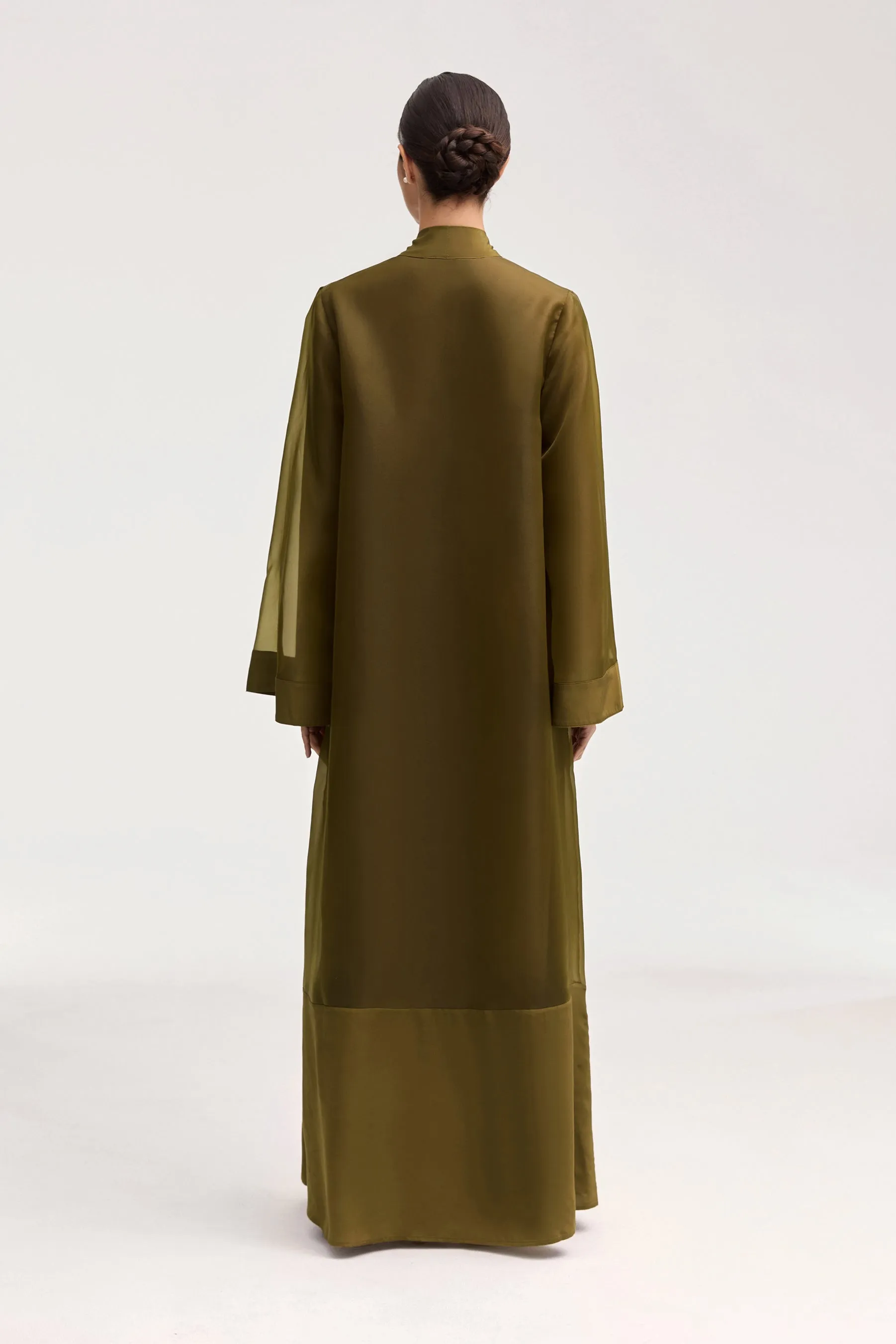 Estee Viscose Open Abaya - Olive Night