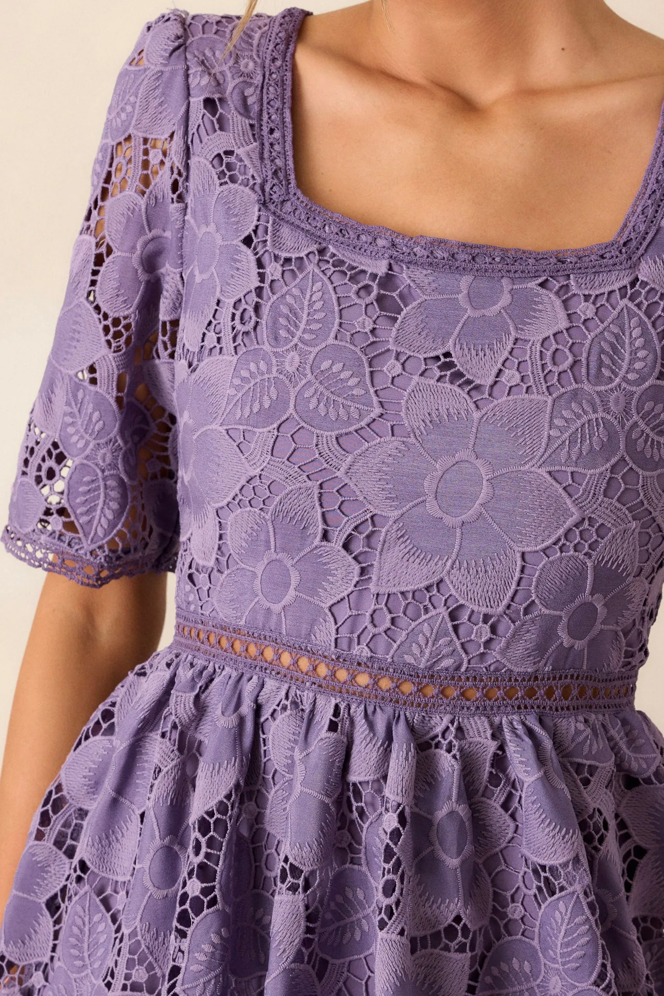 Eternal Romance Lilac Floral Embroidered Midi Dress