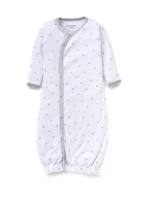 Full sleeve grey star pattern in white sleeping gown for baby