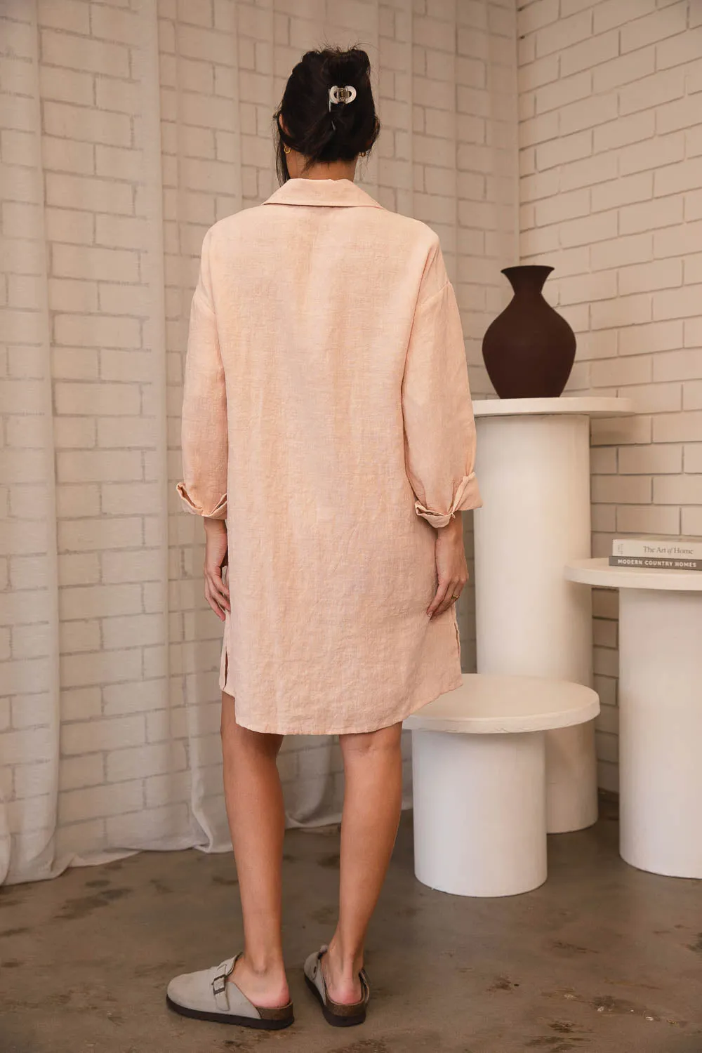 Fundamental Linen Shift Dress - Blush