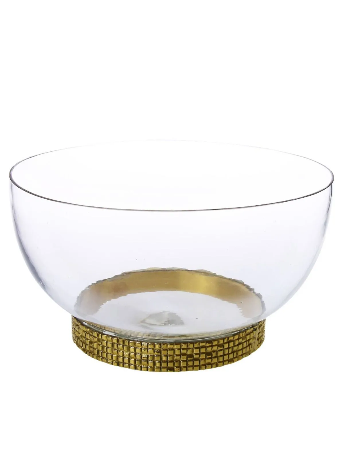 Glass Bowl With Gold Mosaic Textured Base