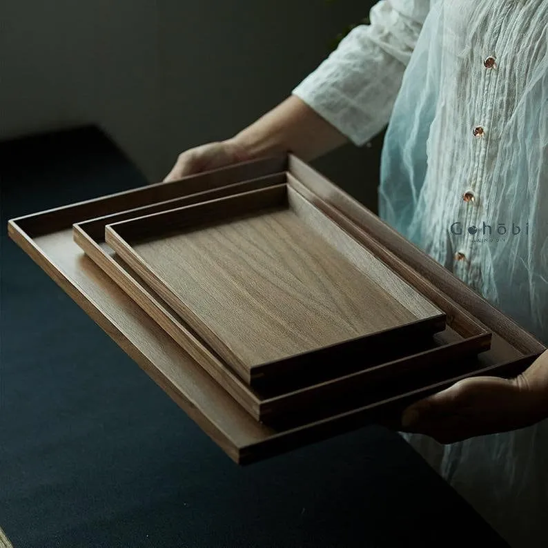 Gohobi Walnut Wooden Serving Tray