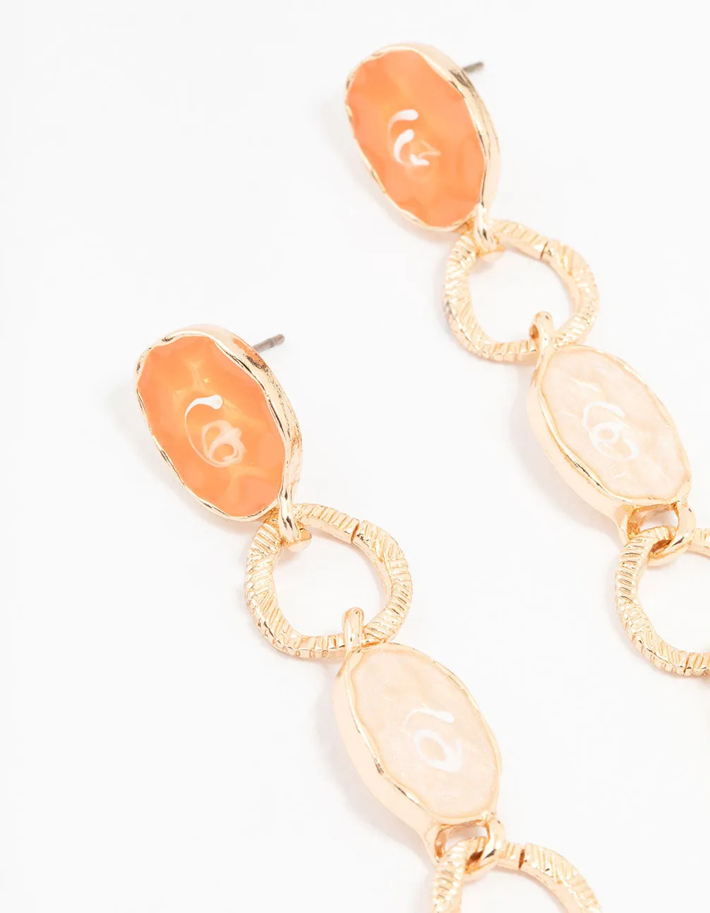 Gold Mixed Charm Link Drop Earrings