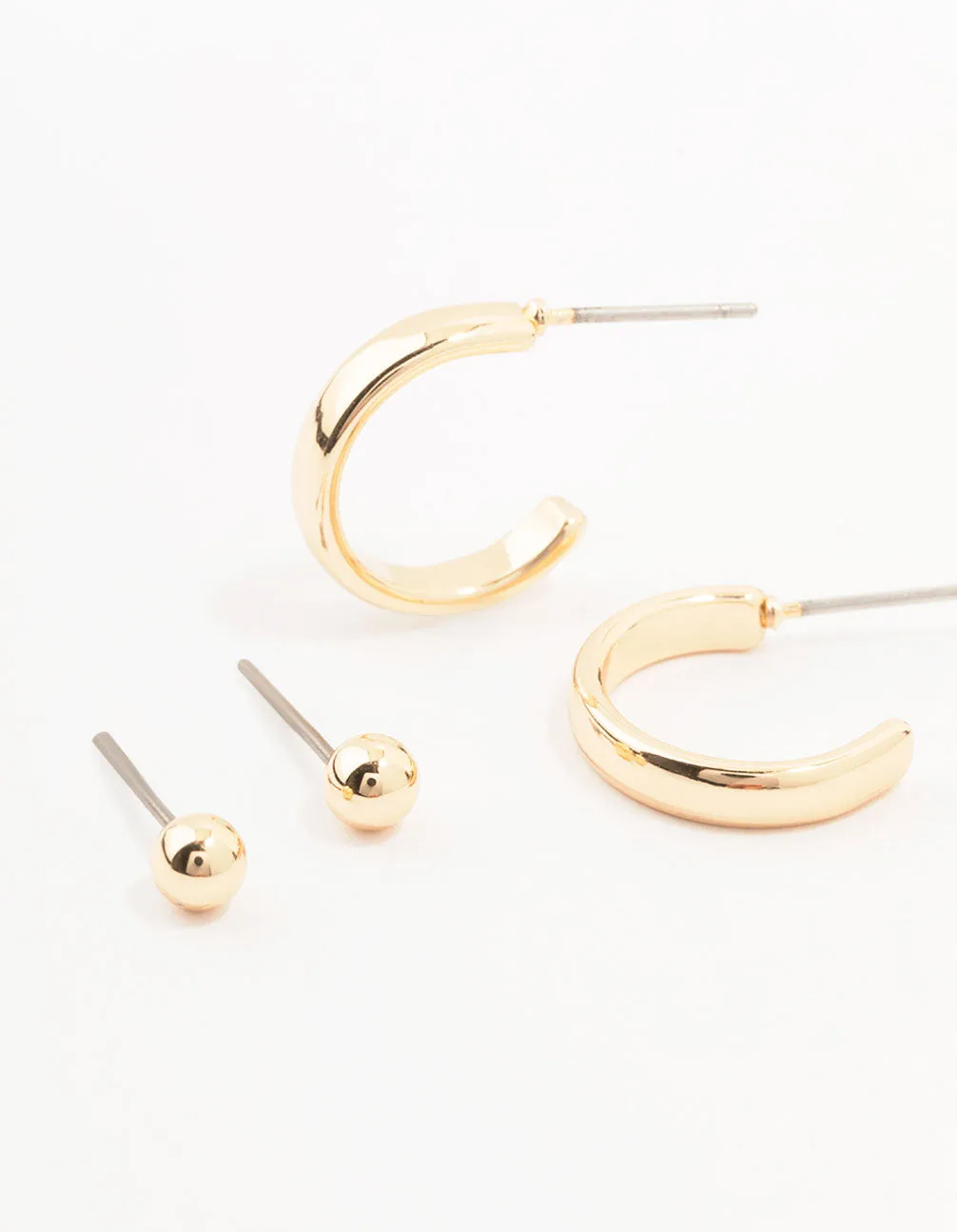 Gold Pearl Stud And Hoop Earrings 3-Pack