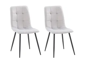 Light Grey Velvet Upholstered Dining Chairs, Set of 2