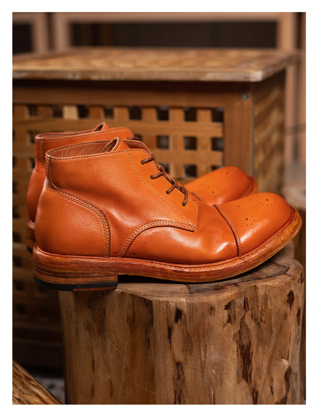 Men's Leather Brogue Derby Boots