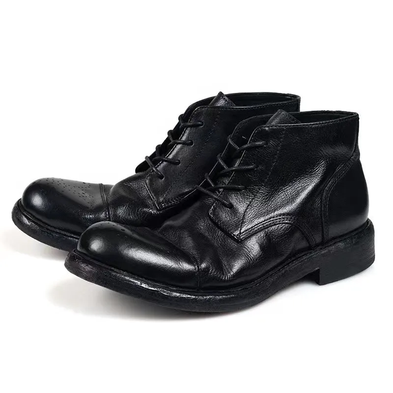 Men's Leather Brogue Derby Boots