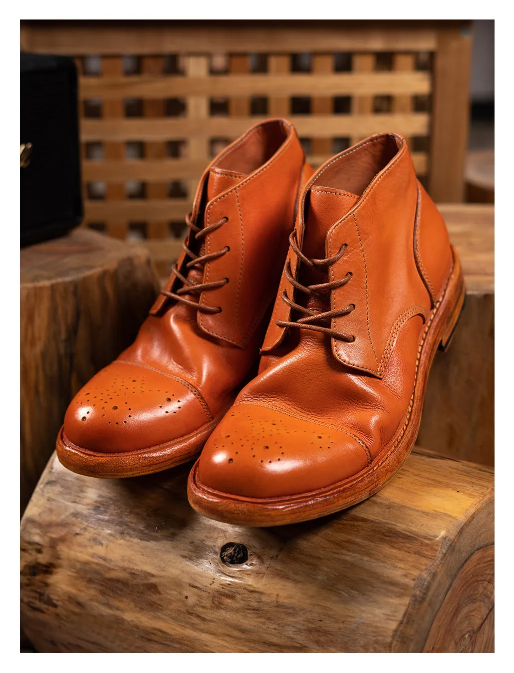 Men's Leather Brogue Derby Boots