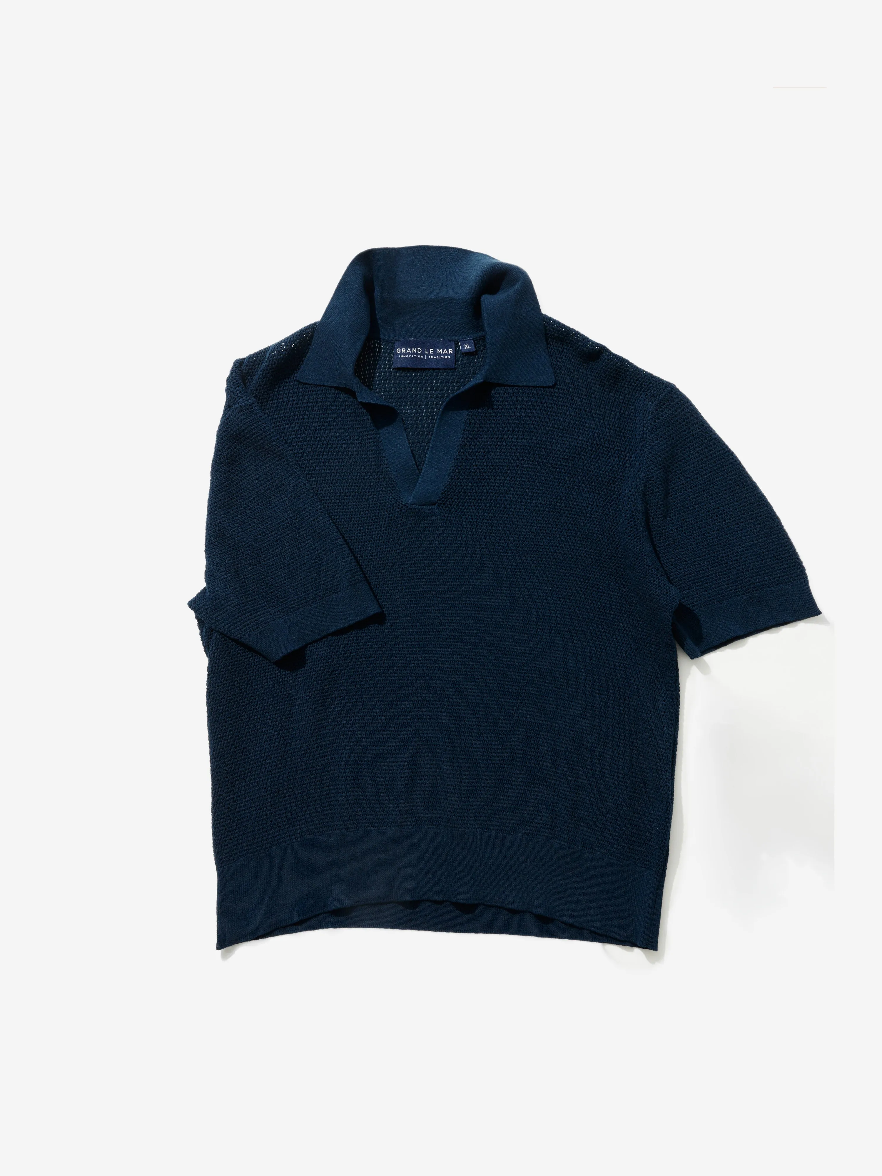 Navy Knitted Short Sleeve Jersey