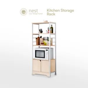 NEST DESIGN LAB Premium Kitchen Storage Rack with Cabinet Layer - Maple