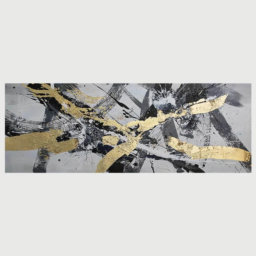 OIL PAINTING ART YT BLACK & GOLD MAGIC 150X55