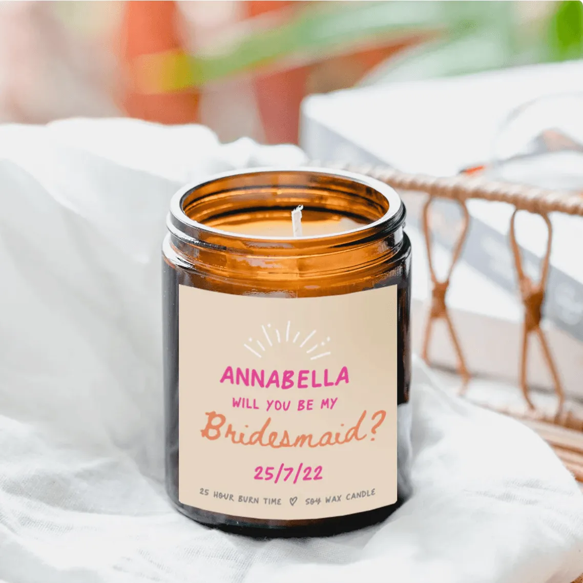 Personalised Bridesmaid Proposal Candle