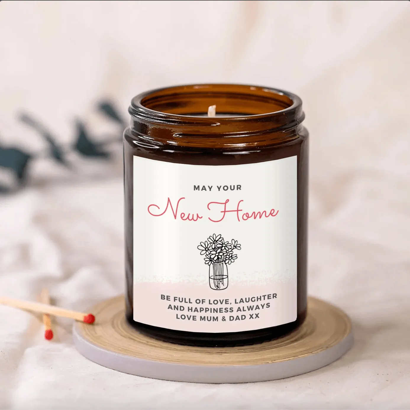 Personalised New Home Candle Love & Laughter