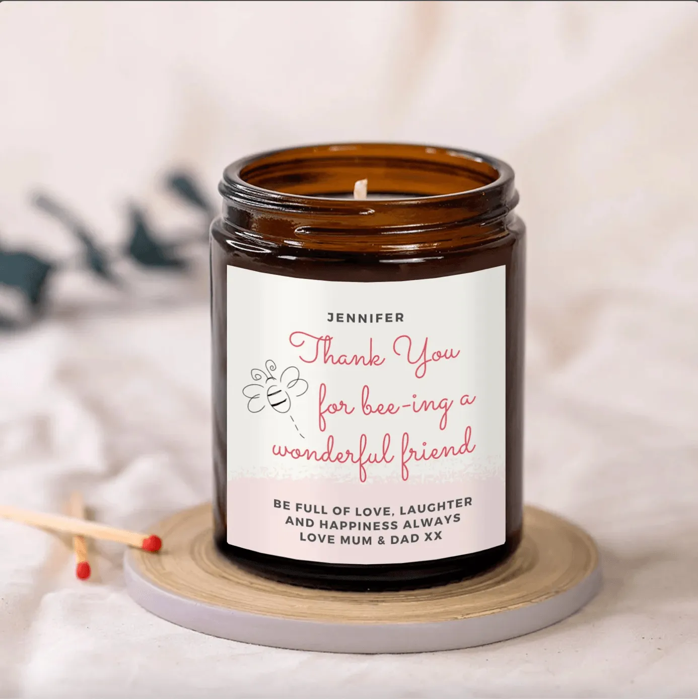 Personalised Wonderful Friend Candle