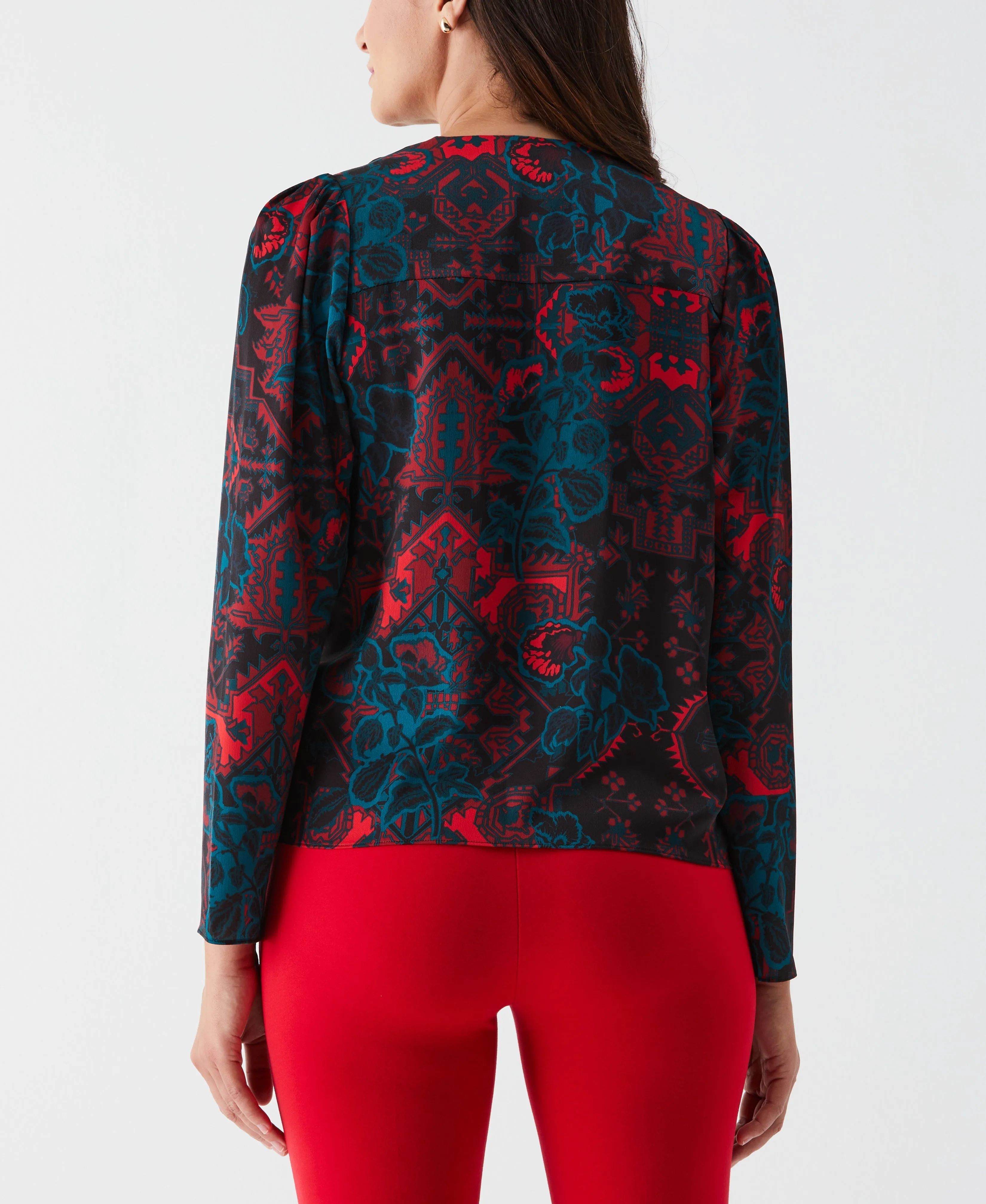 Petite Grand Tapestry Print Cross-Front Blouse