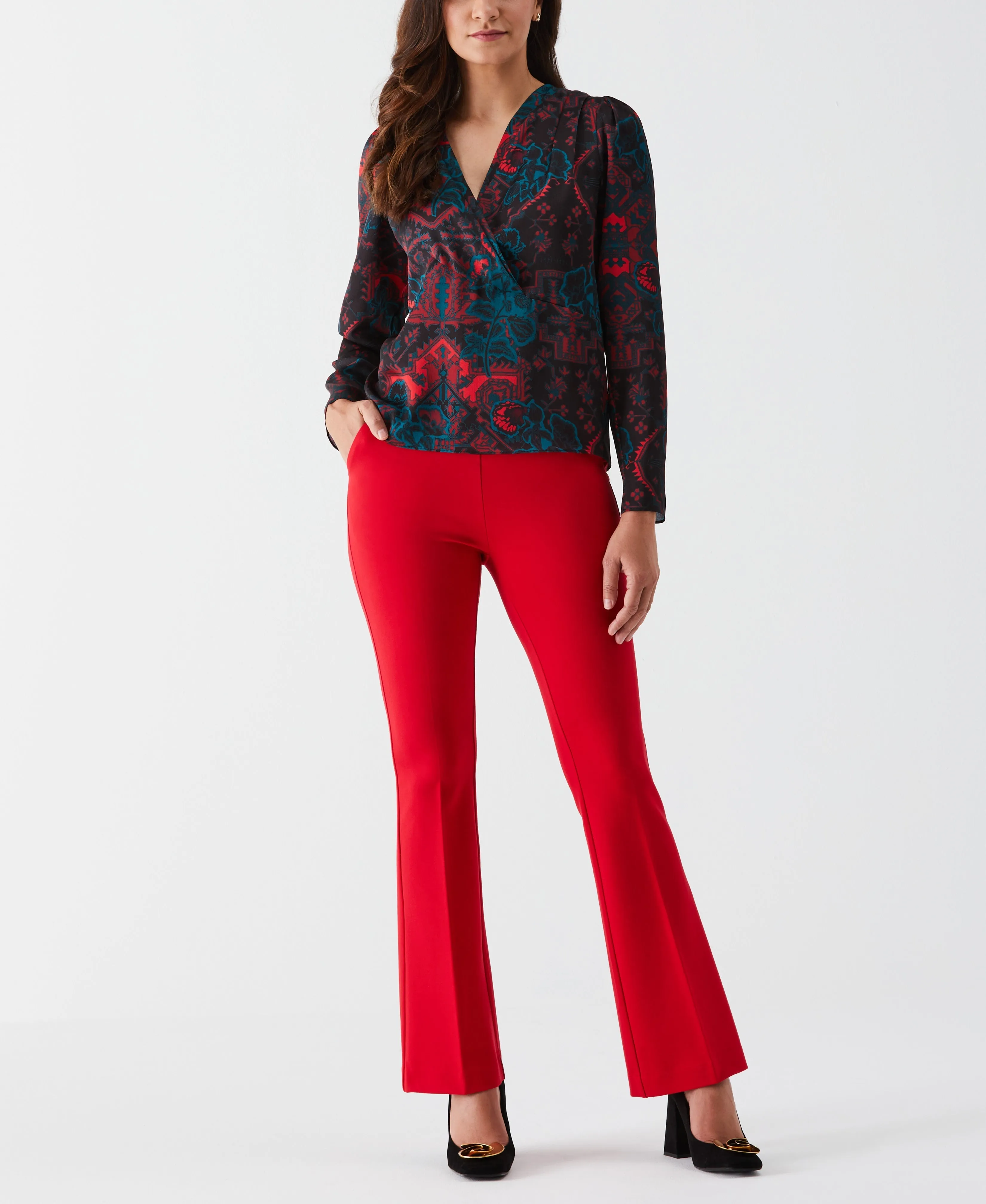 Petite Grand Tapestry Print Cross-Front Blouse