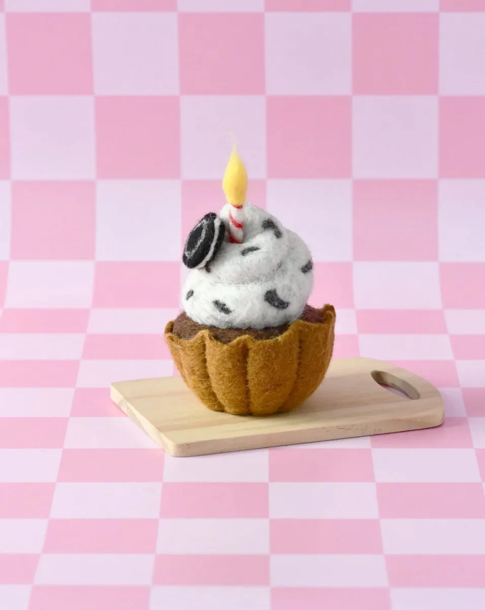 PREORDER: Felt Giant Oreo Cupcake with Candle - Tara Treasures