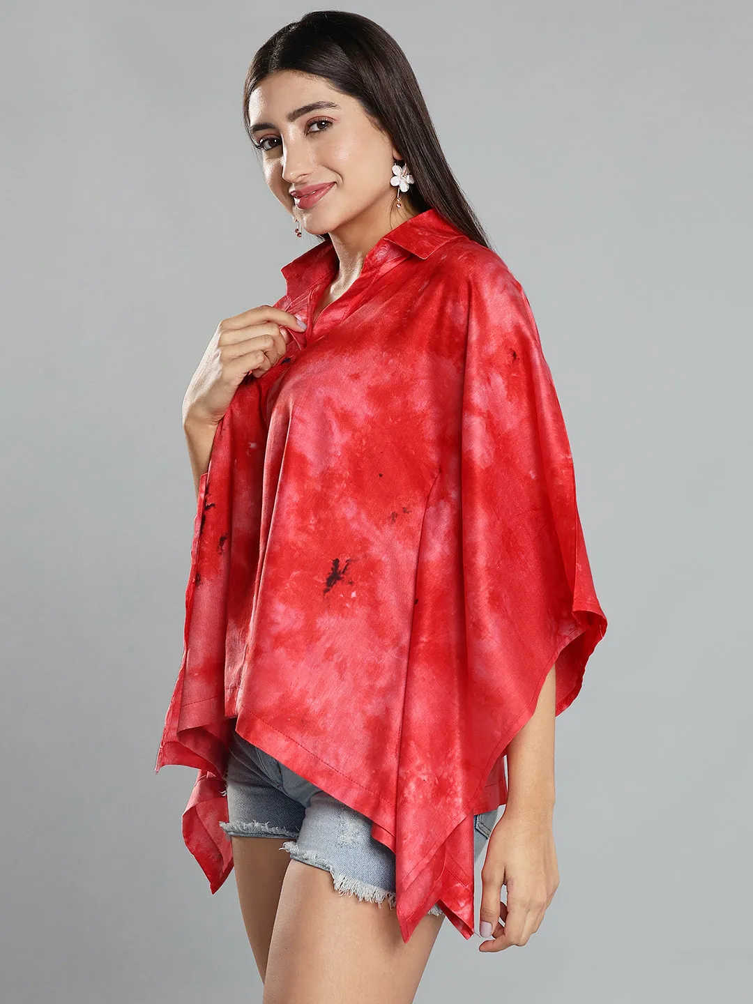 Red Rayon TieDyeTop- Petaline