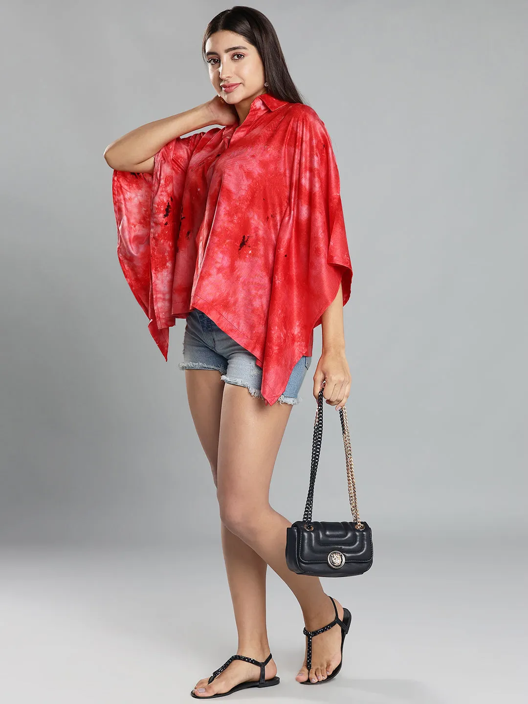 Red Rayon TieDyeTop- Petaline